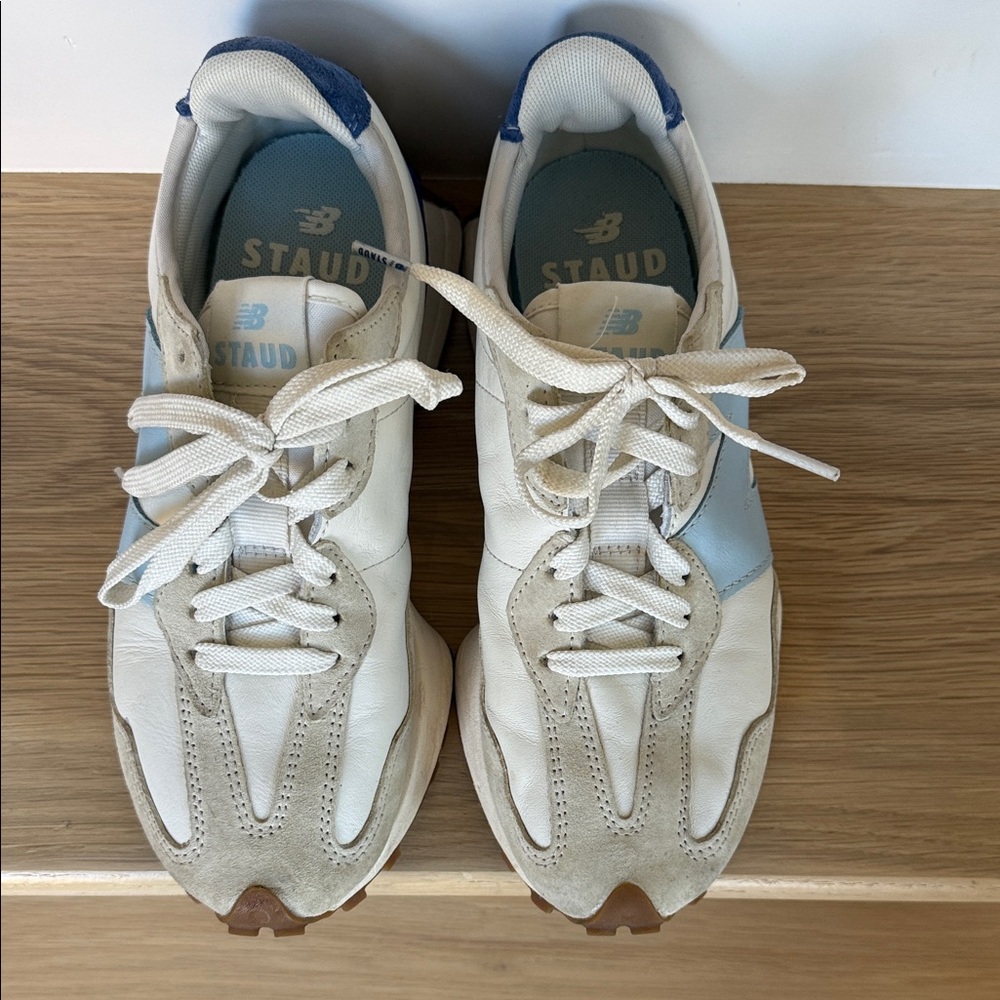New Balance x Staud White and Blue Women's Sneakers